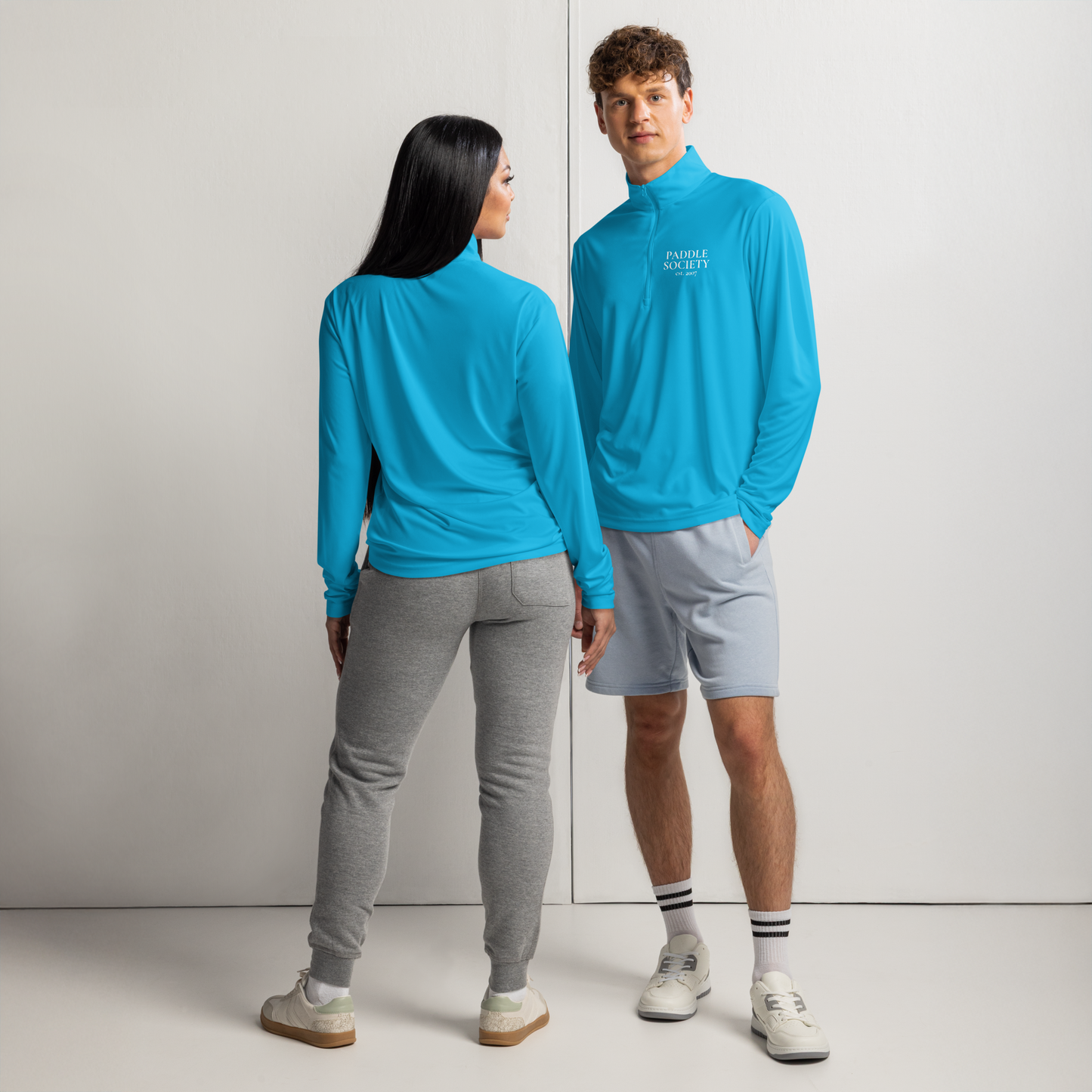 Society Men's "Court" Quarter-Zip Blanc Wordmark