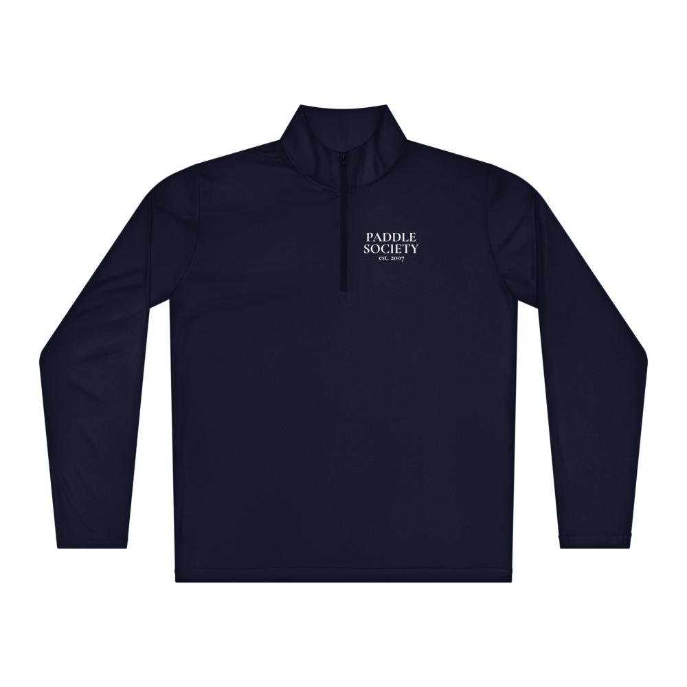 Society Men's "Court" Quarter-Zip Blanc Wordmark