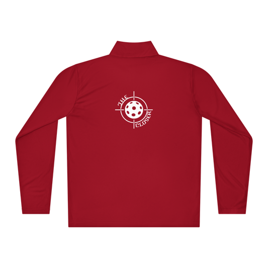 Closer Men's Quarter-Zip Blanc Logo
