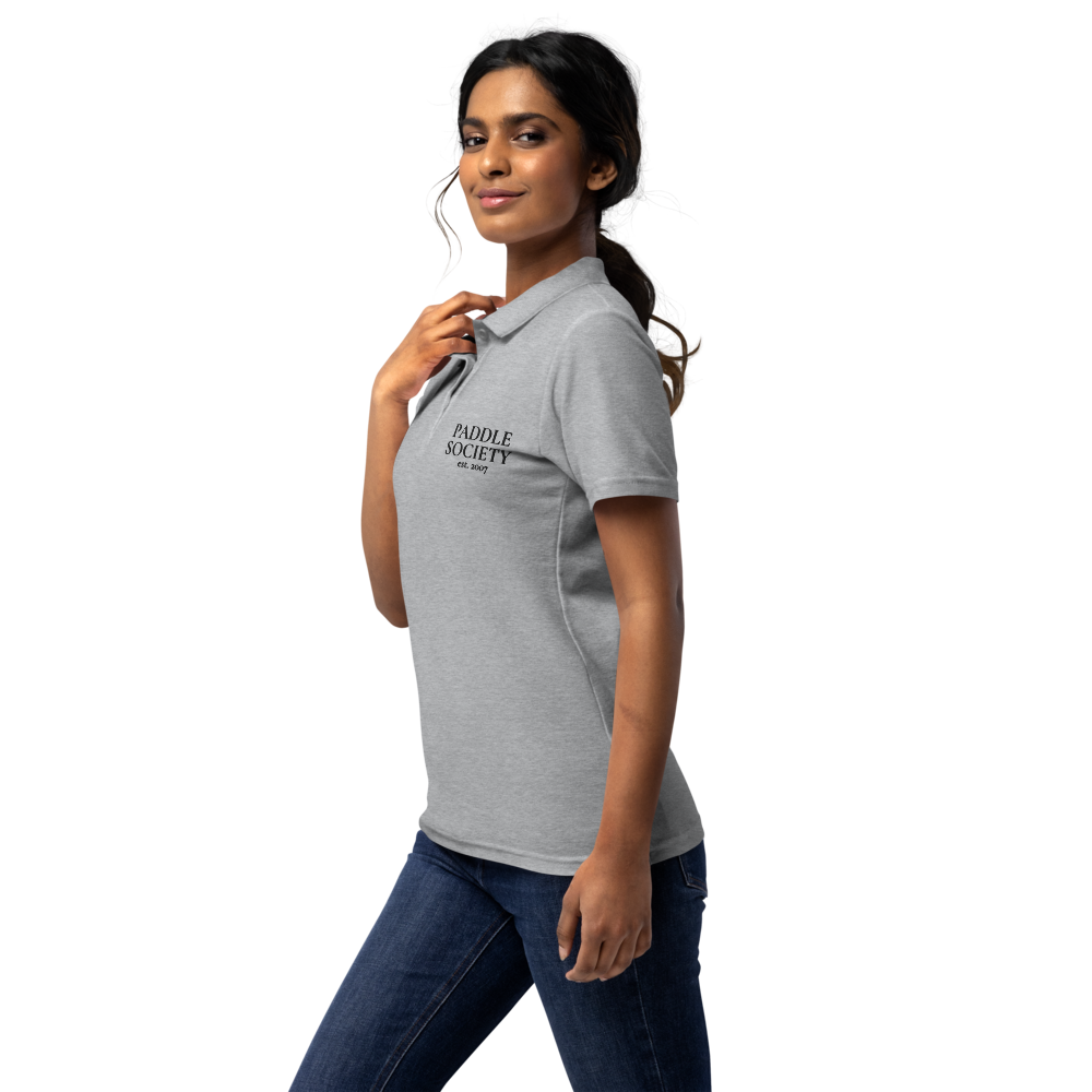 Society Women's Pique Polo Noir Wordmark